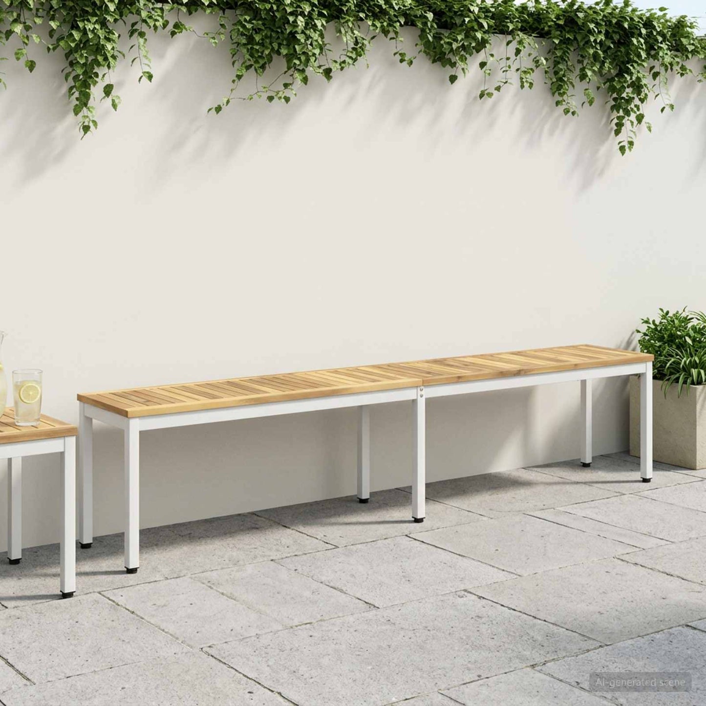 Garden Bench 201 x 35 x 45 cm Solid Acacia Wood White