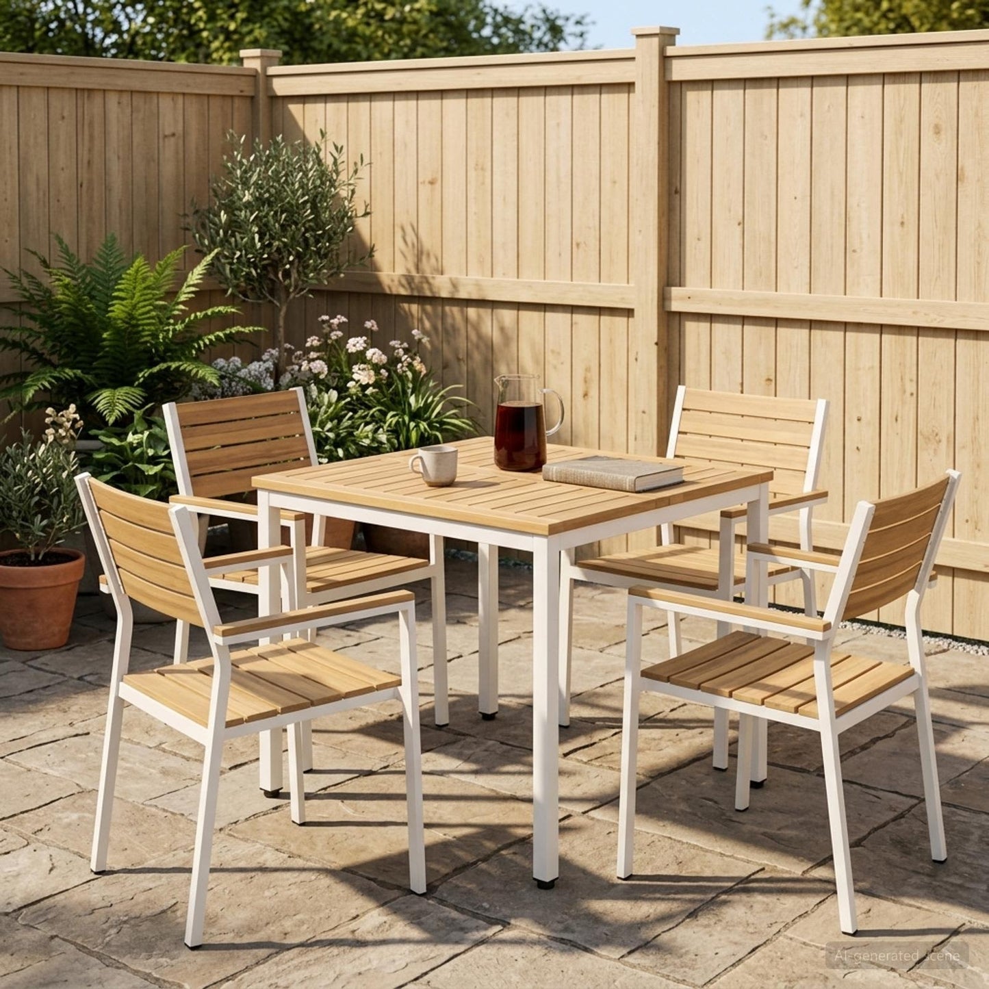 Garden Dinner Table White 70 x 68.5 x 75 cm Solid Acacia Wood