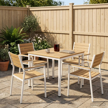 Garden Dinner Table White 70 x 68.5 x 75 cm Solid Acacia Wood