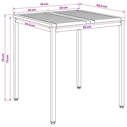 Garden Dinner Table White 70 x 68.5 x 75 cm Solid Acacia Wood