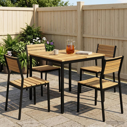 Garden Dinner Table White and Black 80 x 80.5 x 75 cm
