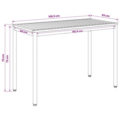 Garden Dinner Table White and Black 108.5 x 55 x 75 cm