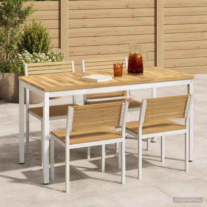 Garden Dinner Table White 108.5 x 55 x 75 cm Solid Acacia Wood
