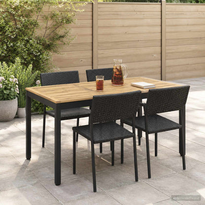 Garden Dinner Table White and Black 141 x 80.5 x 75 cm