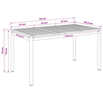 Garden Dinner Table White and Black 141 x 80.5 x 75 cm