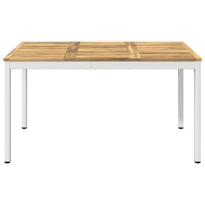 Garden Dinner Table White 141 x 80.5 x 75 cm Solid Acacia Wood