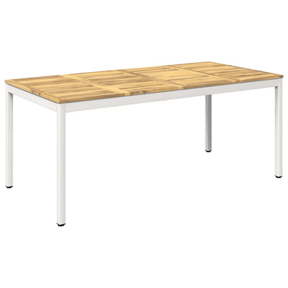 Garden Dinner Table White 147 x 88.5 x 75 cm Solid Acacia Wood