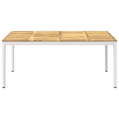Garden Dinner Table White 147 x 88.5 x 75 cm Solid Acacia Wood