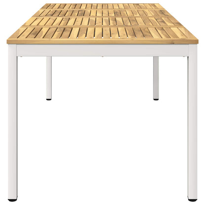 Garden Dinner Table White 147 x 88.5 x 75 cm Solid Acacia Wood