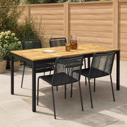 Garden Dinner Table White and Black 180 x 88.5 x 75 cm