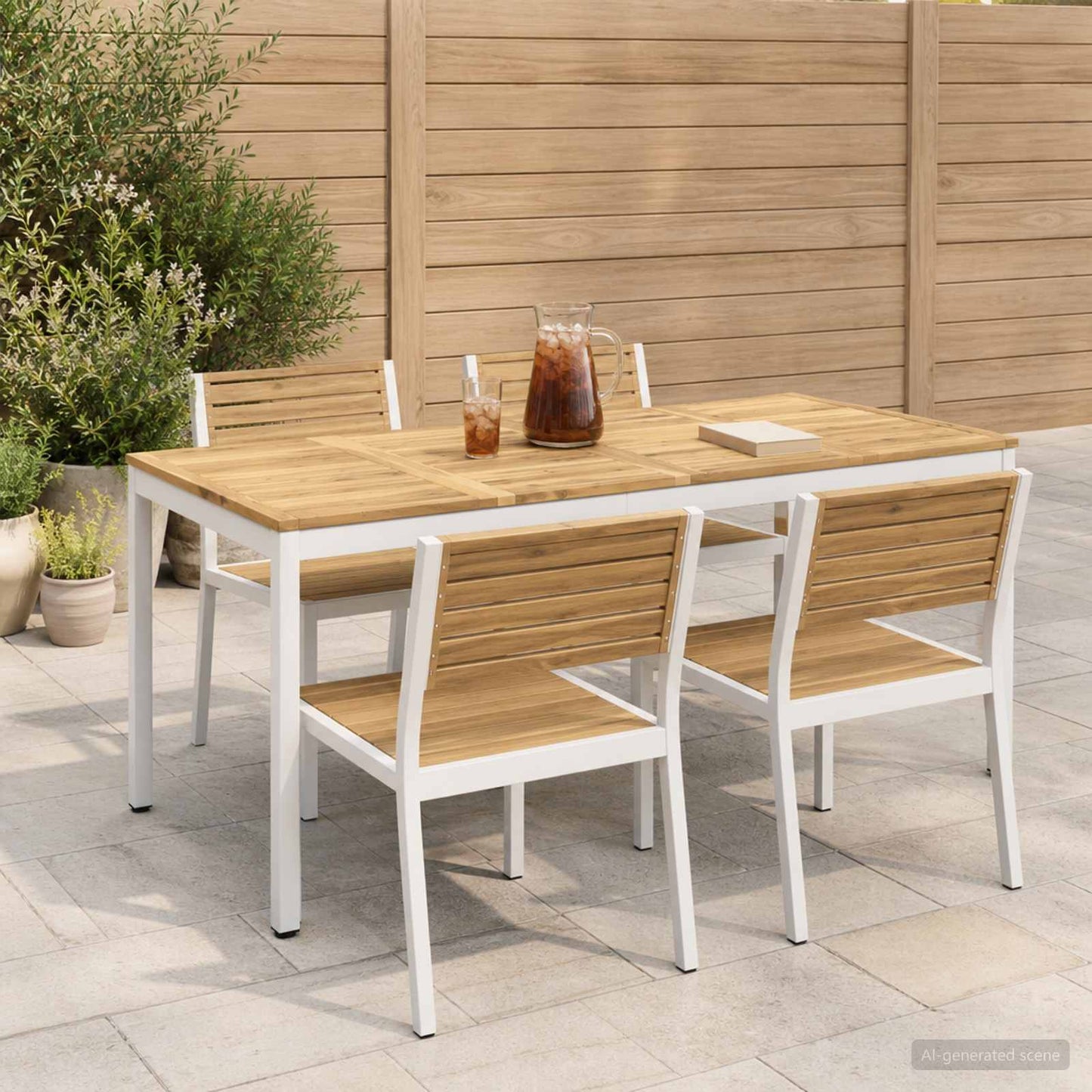 Garden Dinner Table White 180 x 88.5 x 75 cm Solid Acacia Wood