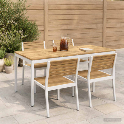 Garden Dinner Table White 180 x 88.5 x 75 cm Solid Acacia Wood
