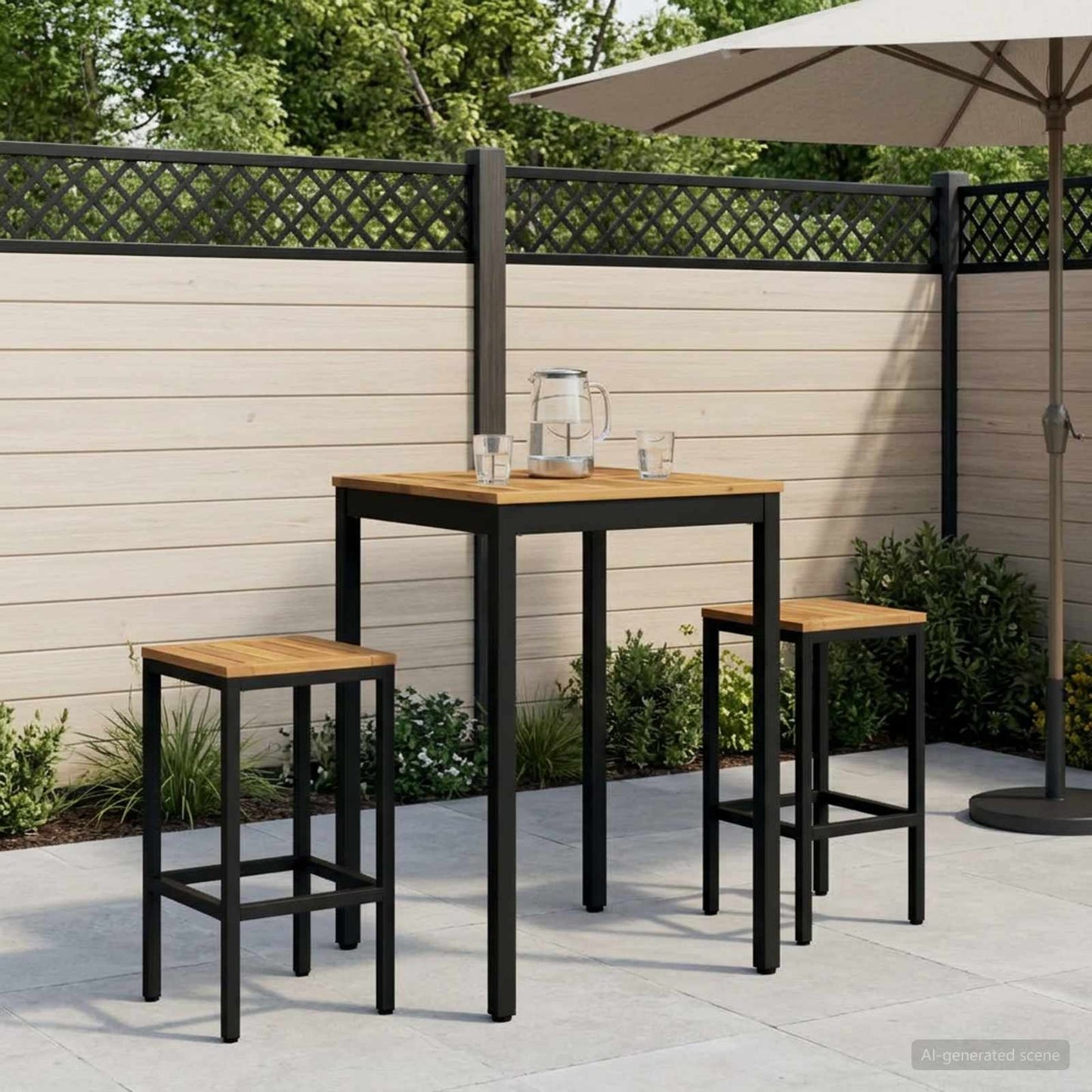 Garden Bar Table White and Black 60 x 60.5 x 105 cm
