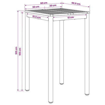 Garden Bar Table White and Black 60 x 60.5 x 105 cm