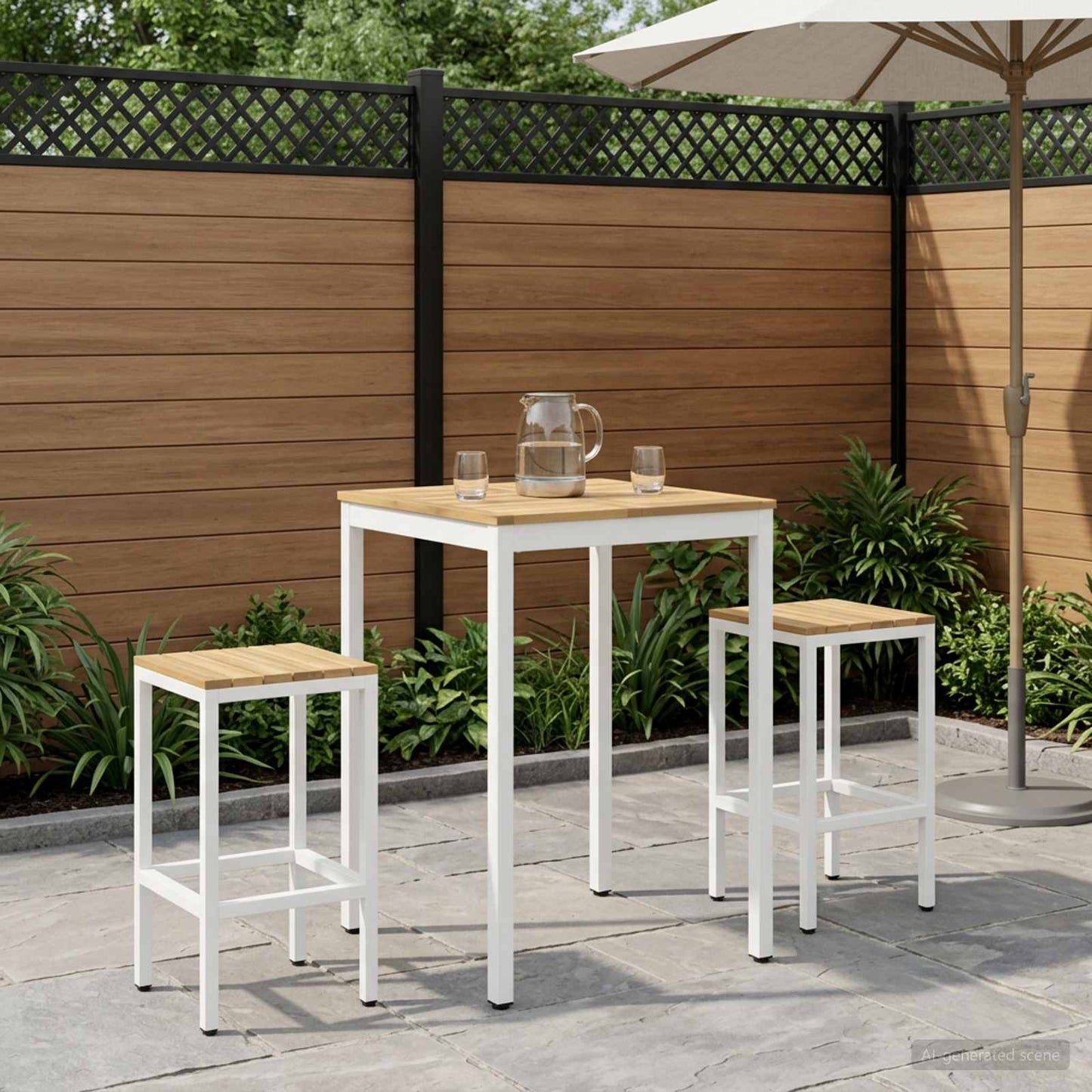 Garden Bar Table White 70 x 68.5 x 105 cm Solid Acacia Wood