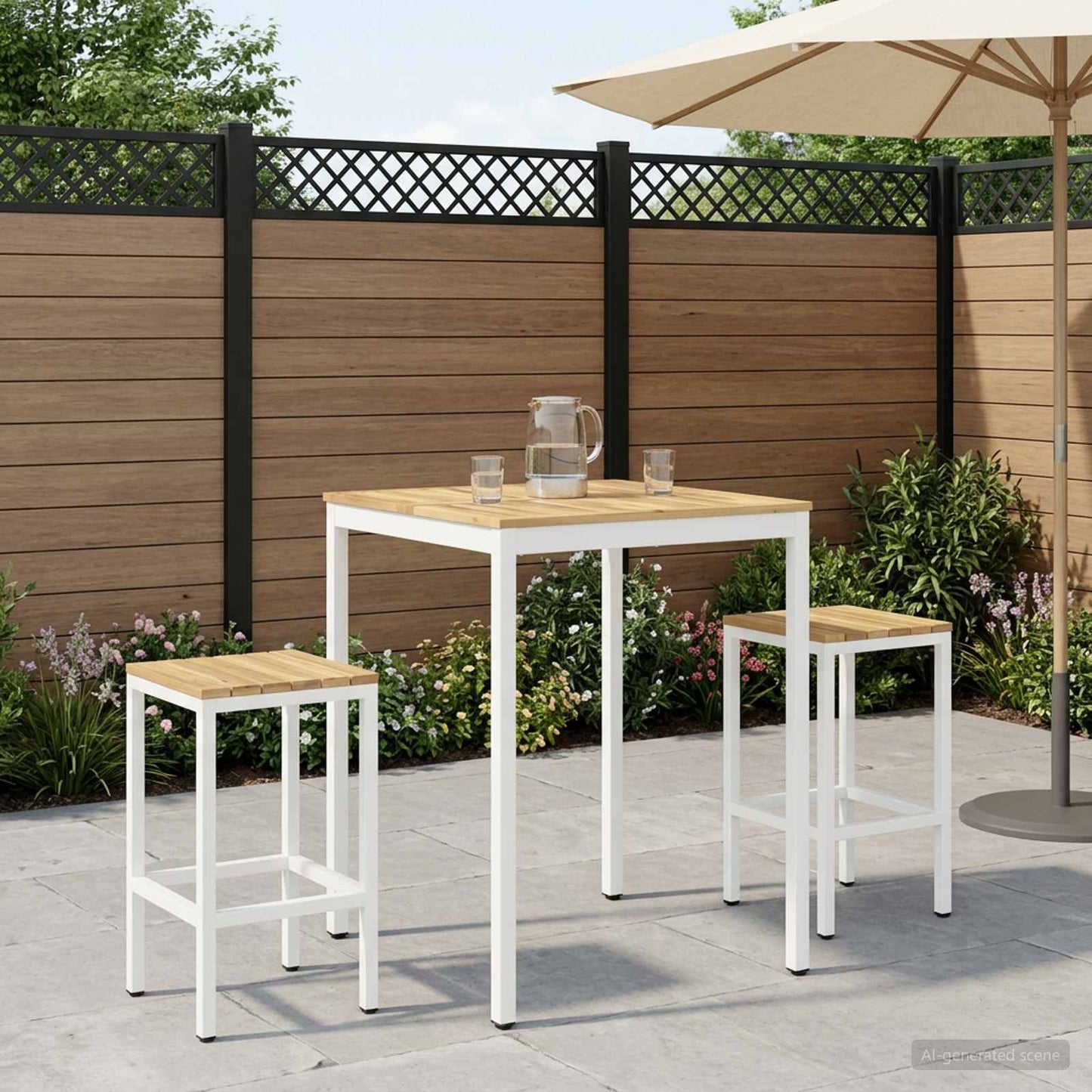 Garden Bar Table White 80 x 80.5 x 105 cm Solid Acacia Wood
