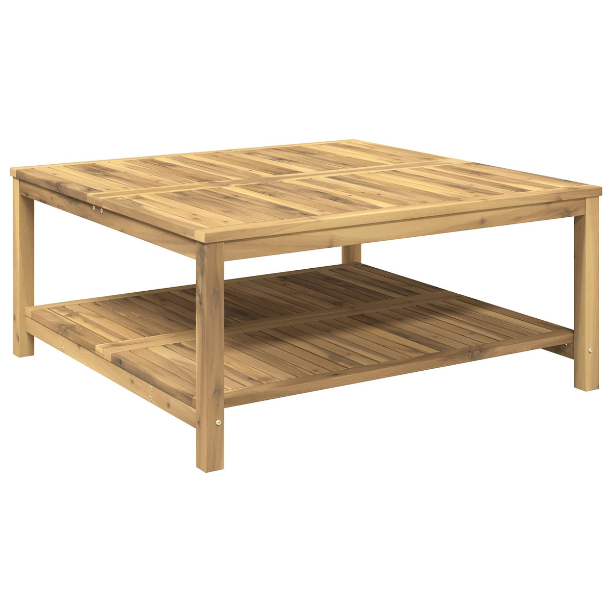 Coffee Table Whitewash 100.5 x 98 x 45 cm Solid Acacia Wood