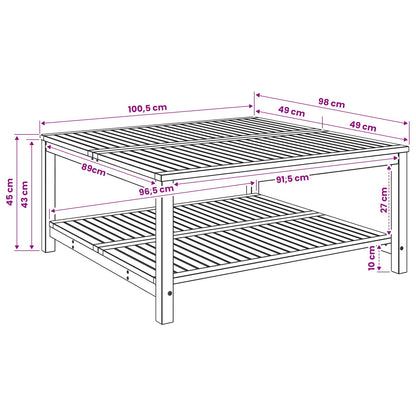 Coffee Table Whitewash 100.5 x 98 x 45 cm Solid Acacia Wood