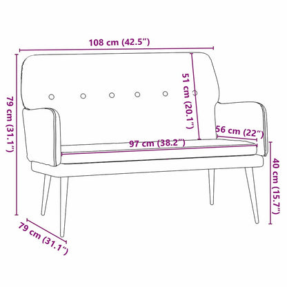 Bench Black 108 x 79 x 79 cm Velvet