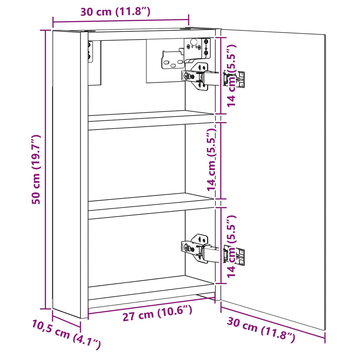 Bathroom Mirror Cabinet White 30 x 10.5 x 50 cm Engineered wood