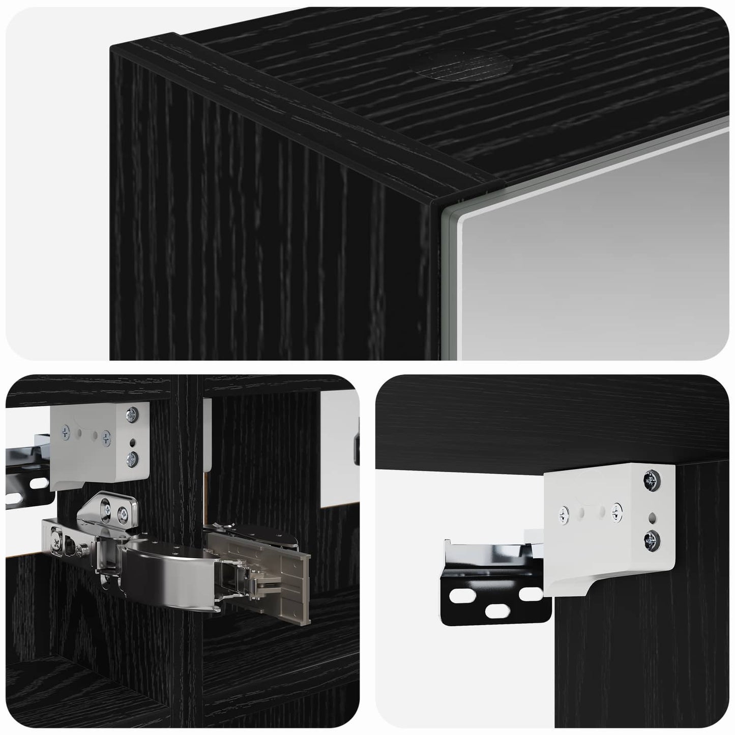 Bathroom Mirror Cabinet with Shelf Black Oak 30 x 10.5 x 50 cm