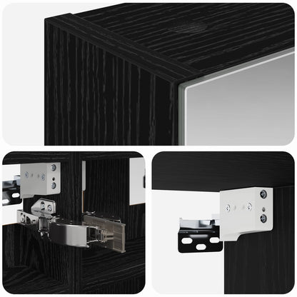 Bathroom Mirror Cabinet with Shelf Black Oak 30 x 10.5 x 50 cm