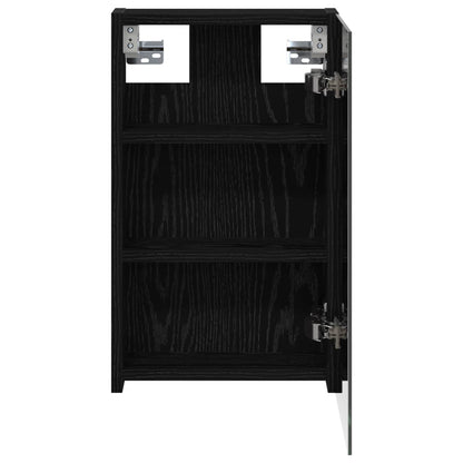 Bathroom Mirror Cabinet with Shelf Black Oak 30 x 10.5 x 50 cm
