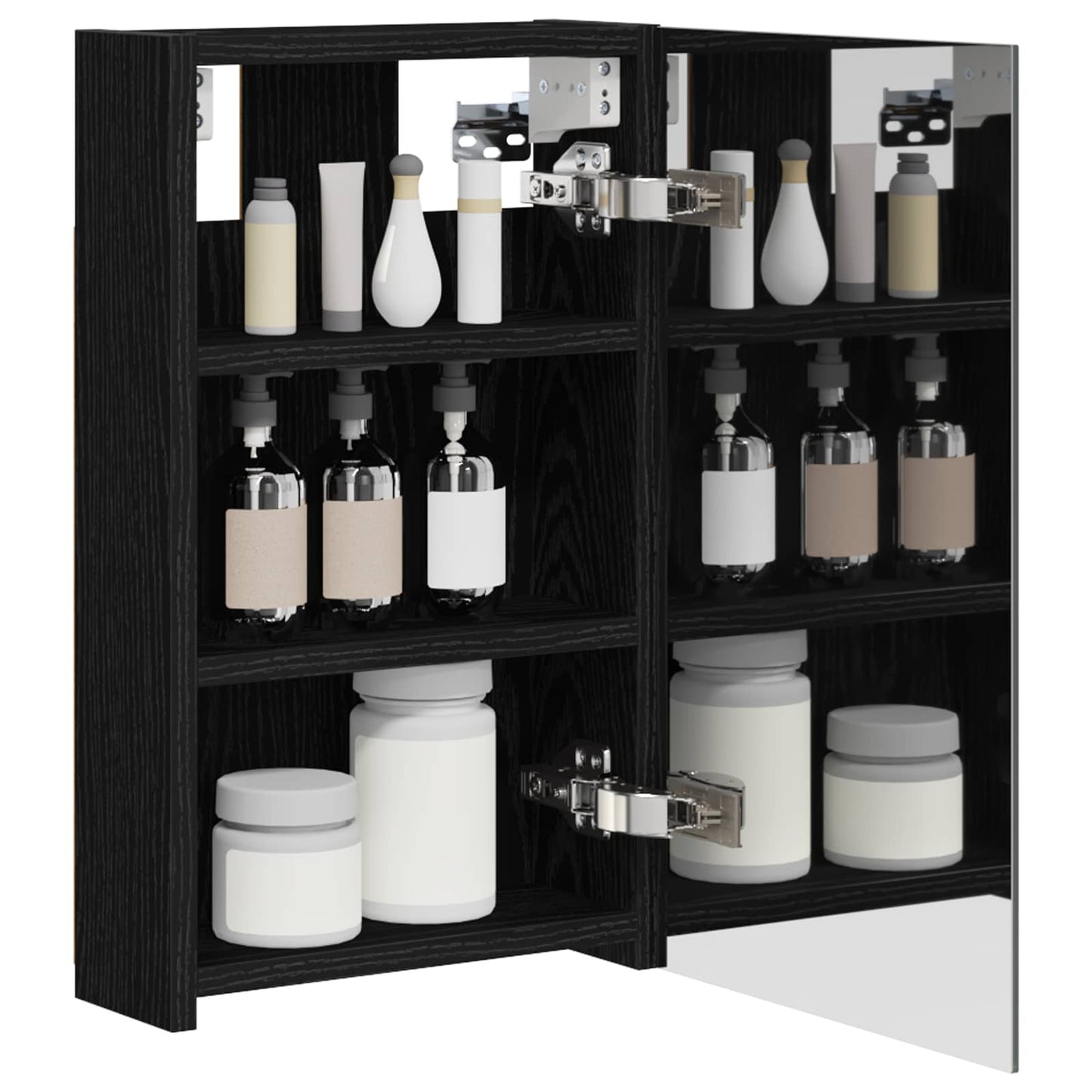 Bathroom Mirror Cabinet with Shelf Black Oak 30 x 10.5 x 50 cm