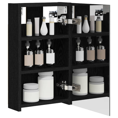 Bathroom Mirror Cabinet with Shelf Black Oak 30 x 10.5 x 50 cm