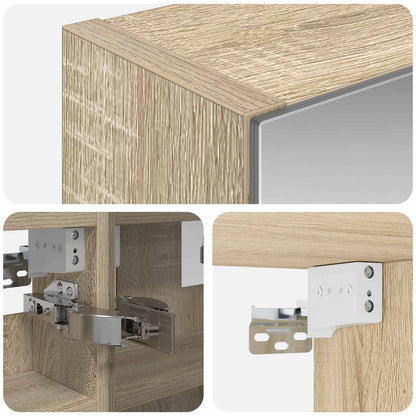 Bathroom Mirror Cabinet with Shelf Sonoma Oak 30 x 10.5 x 50 cm