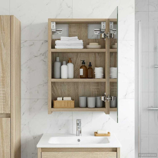 Bathroom Mirror Cabinet with Shelf Sonoma Oak 30 x 10.5 x 50 cm