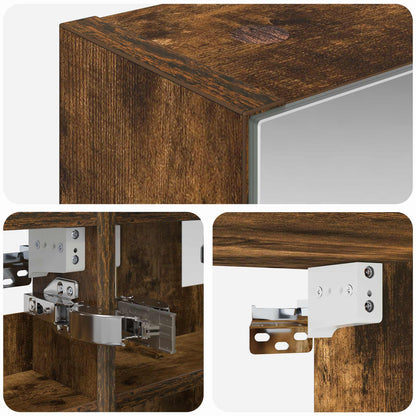 Bathroom Mirror Cabinet with Shelf Smoked Oak 30 x 10.5 x 50 cm