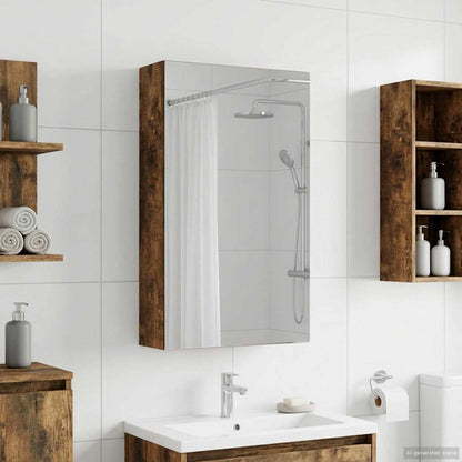 Bathroom Mirror Cabinet with Shelf Smoked Oak 30 x 10.5 x 50 cm
