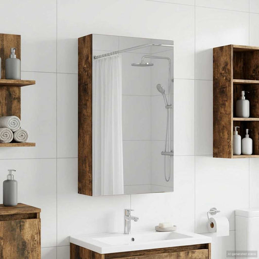 Bathroom Mirror Cabinet with Shelf Smoked Oak 30 x 10.5 x 50 cm