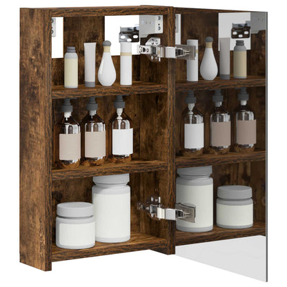 Bathroom Mirror Cabinet with Shelf Smoked Oak 30 x 10.5 x 50 cm