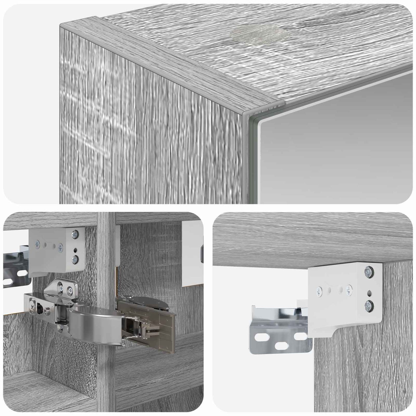 Bathroom Mirror Cabinet with Door Grey Sonoma 30 x 10.5 x 50 cm