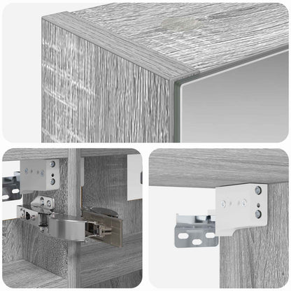 Bathroom Mirror Cabinet with Door Grey Sonoma 30 x 10.5 x 50 cm