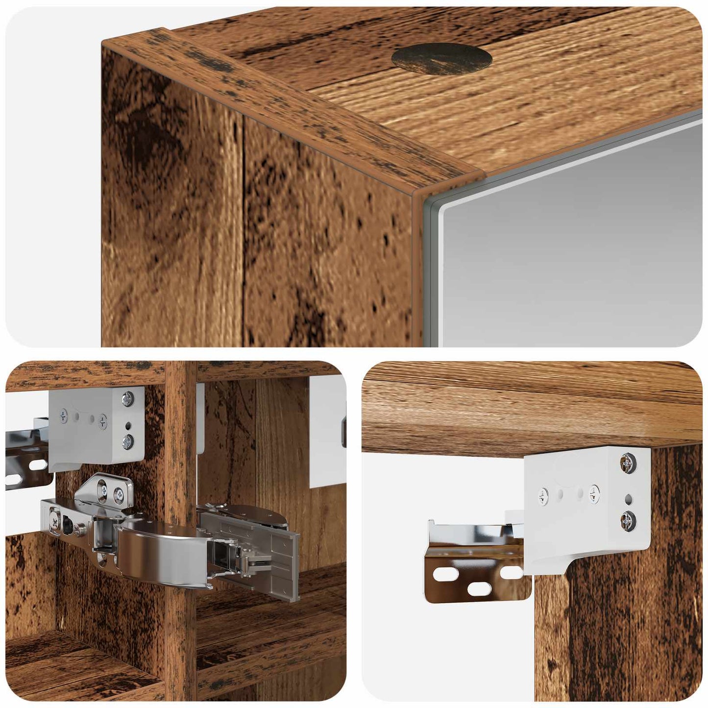 Bathroom Mirror Cabinet with Shelf Old Wood 30 x 10.5 x 50 cm