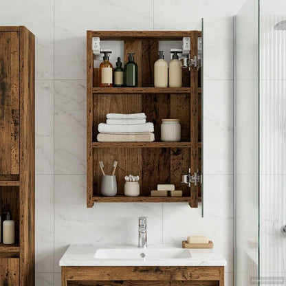 Bathroom Mirror Cabinet with Shelf Old Wood 30 x 10.5 x 50 cm
