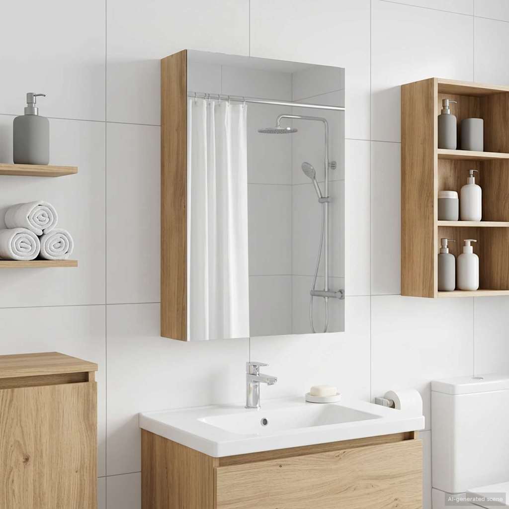Bathroom Mirror Cabinet Artisan Oak 30 x 10.5 x 50 cm