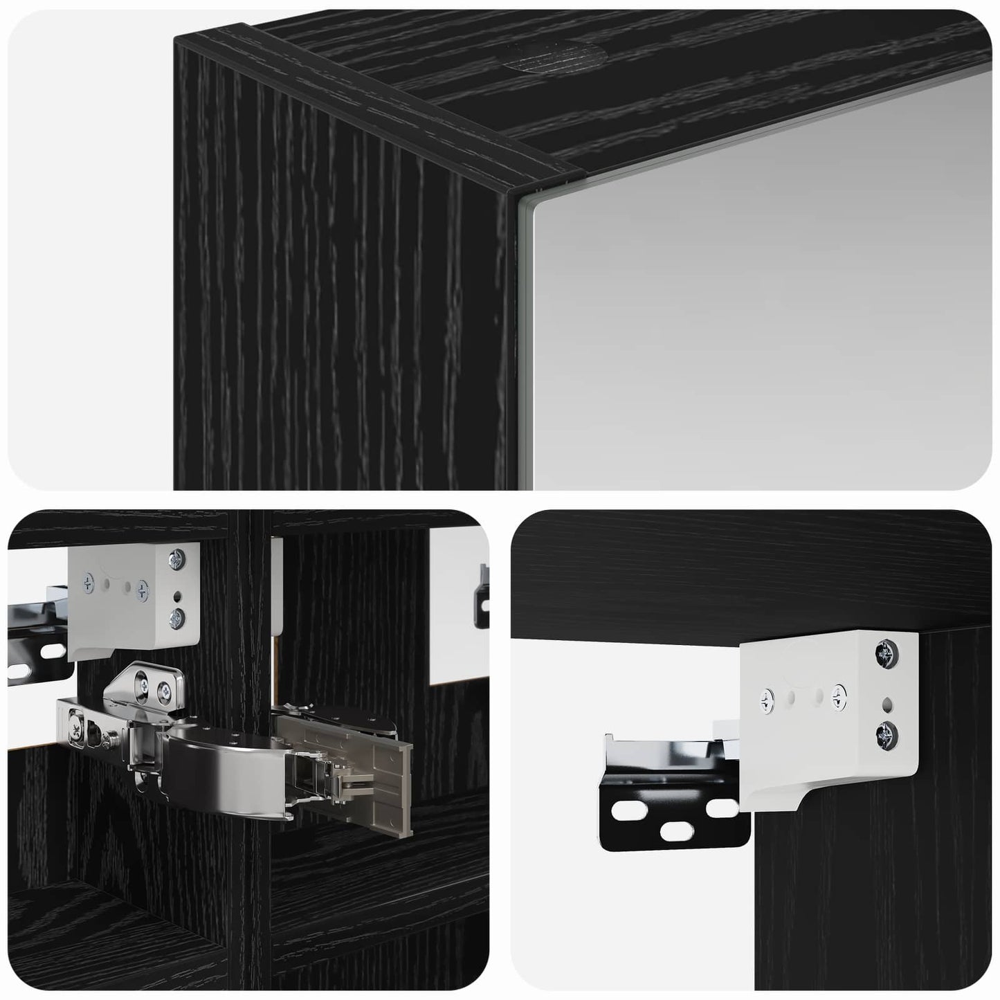Bathroom Mirror Cabinet with Shelf Black Oak 30 x 10.5 x 50 cm