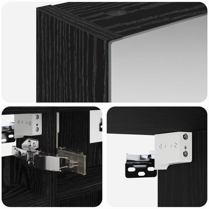 Bathroom Mirror Cabinet with Shelf Black Oak 30 x 10.5 x 50 cm