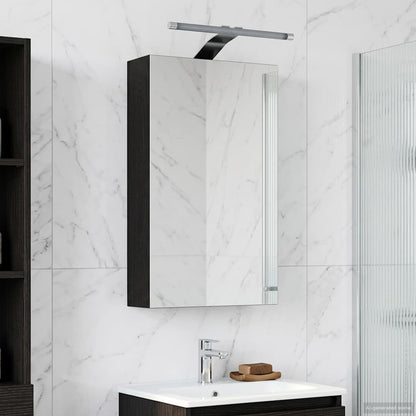 Bathroom Mirror Cabinet with Shelf Black Oak 30 x 10.5 x 50 cm