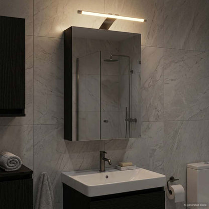 Bathroom Mirror Cabinet with Shelf Black Oak 30 x 10.5 x 50 cm