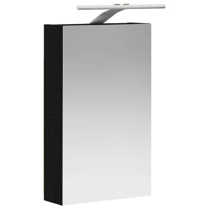 Bathroom Mirror Cabinet with Shelf Black Oak 30 x 10.5 x 50 cm