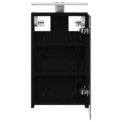 Bathroom Mirror Cabinet with Shelf Black Oak 30 x 10.5 x 50 cm