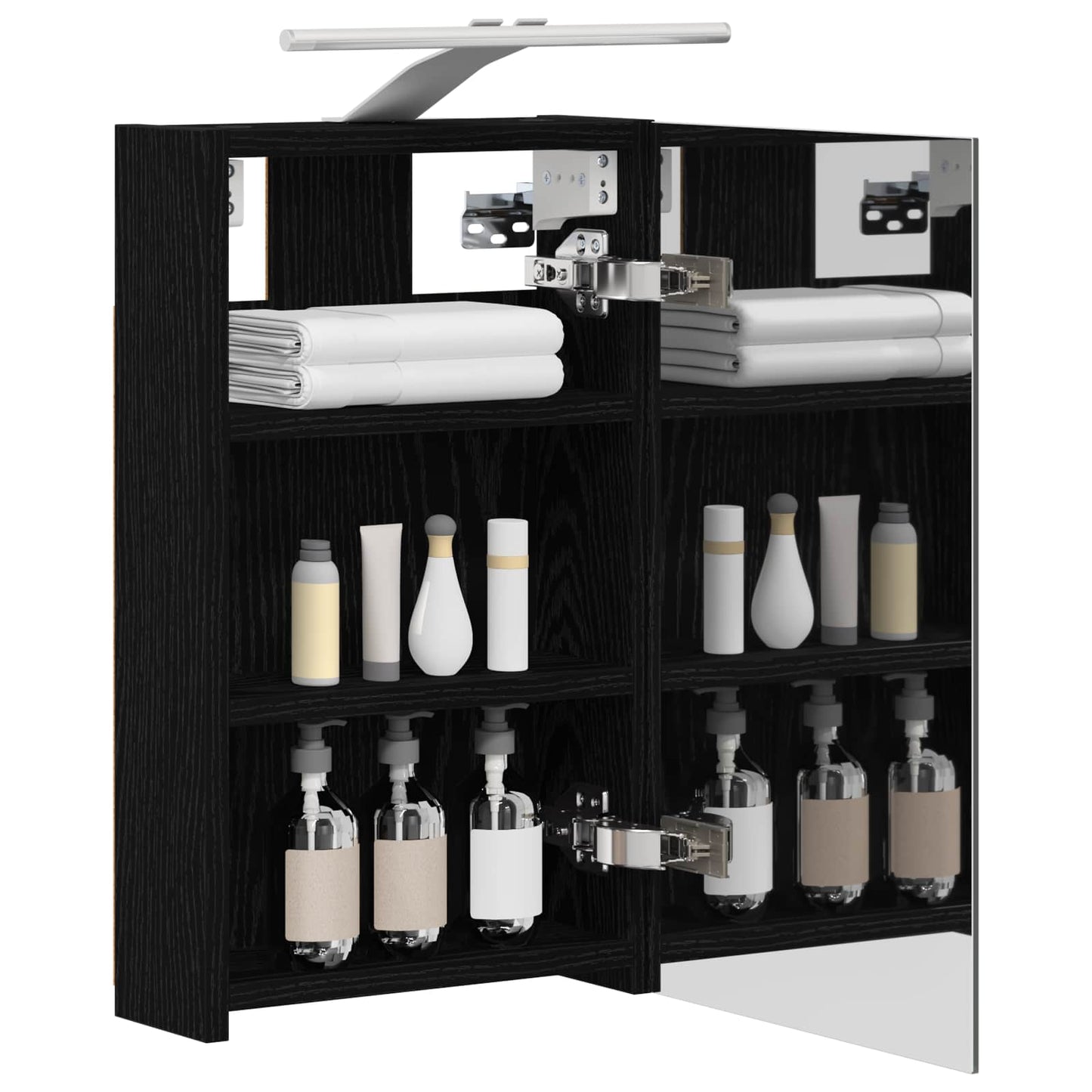 Bathroom Mirror Cabinet with Shelf Black Oak 30 x 10.5 x 50 cm