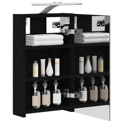 Bathroom Mirror Cabinet with Shelf Black Oak 30 x 10.5 x 50 cm