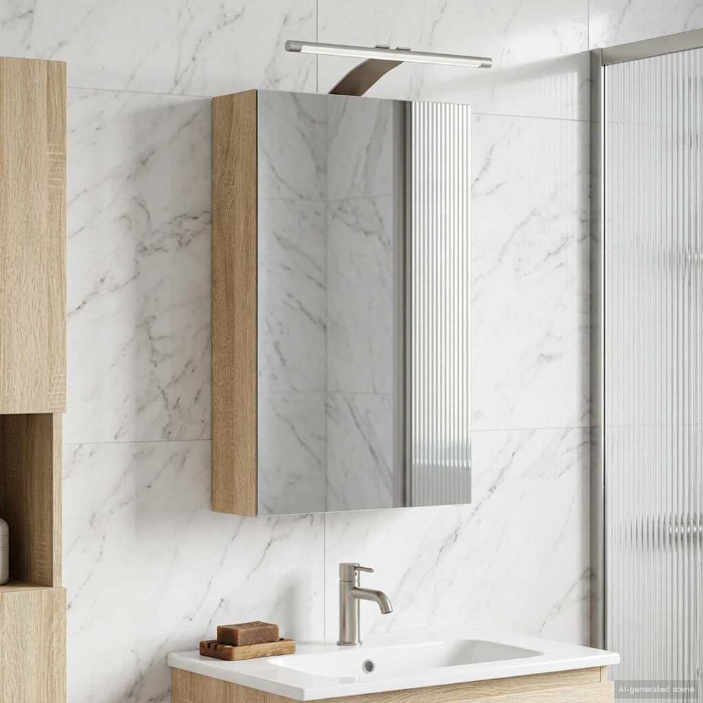 Bathroom Mirror Cabinet with Shelf Sonoma Oak 30 x 10.5 x 50 cm
