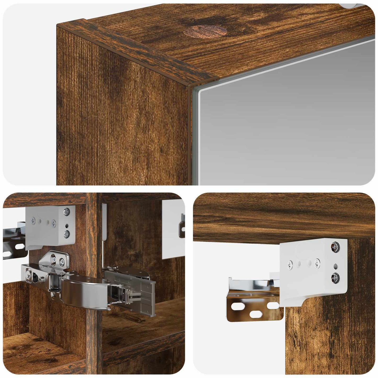Bathroom Mirror Cabinet with Shelf Smoked Oak 30 x 10.5 x 50 cm
